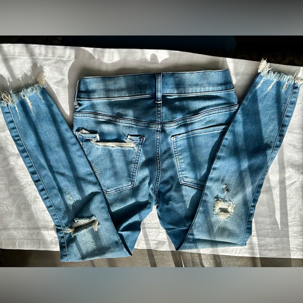 NWT Express high rise ankle distressed denim legging 0S 0 Short - Picture 2 of 6